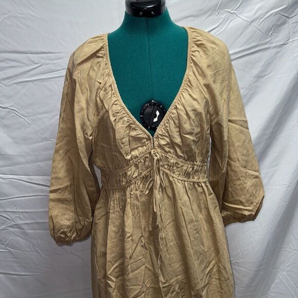 Universal Thread tan neutral peasant top long sleeve maxi dress | Sz M - Picture 3 of 7